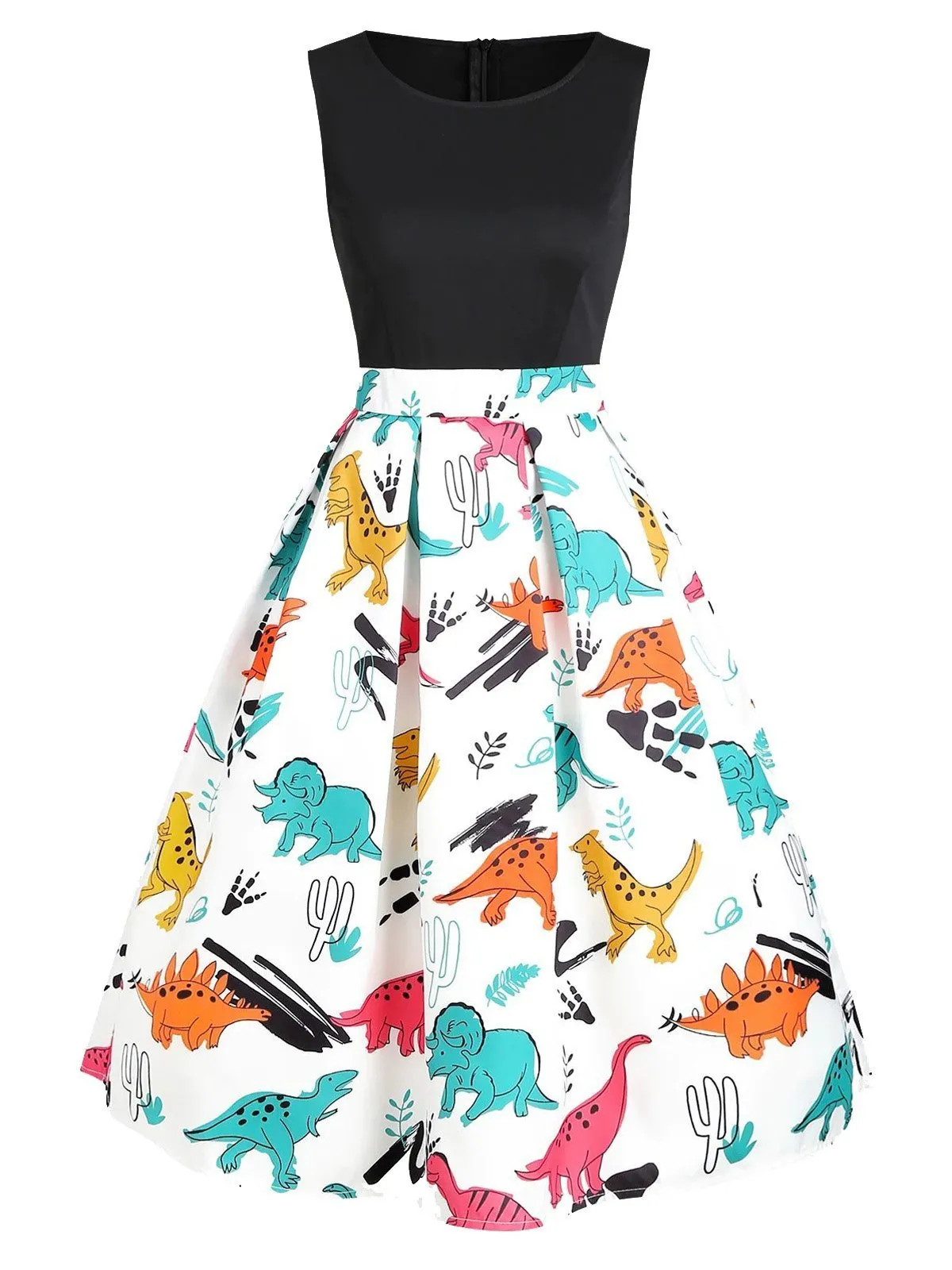 1950s Dinosaur Flare Dress