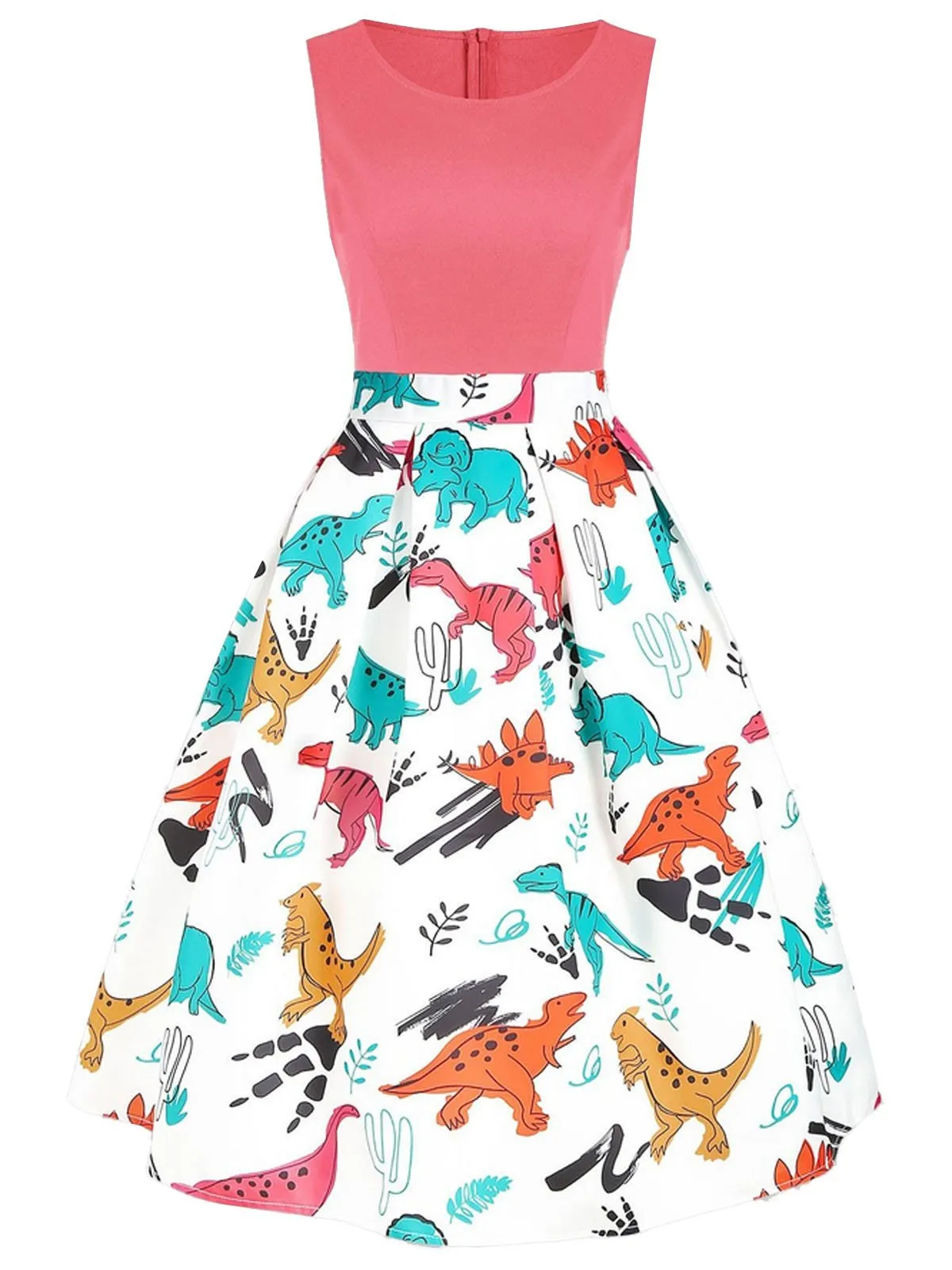 1950s Dinosaur Flare Dress