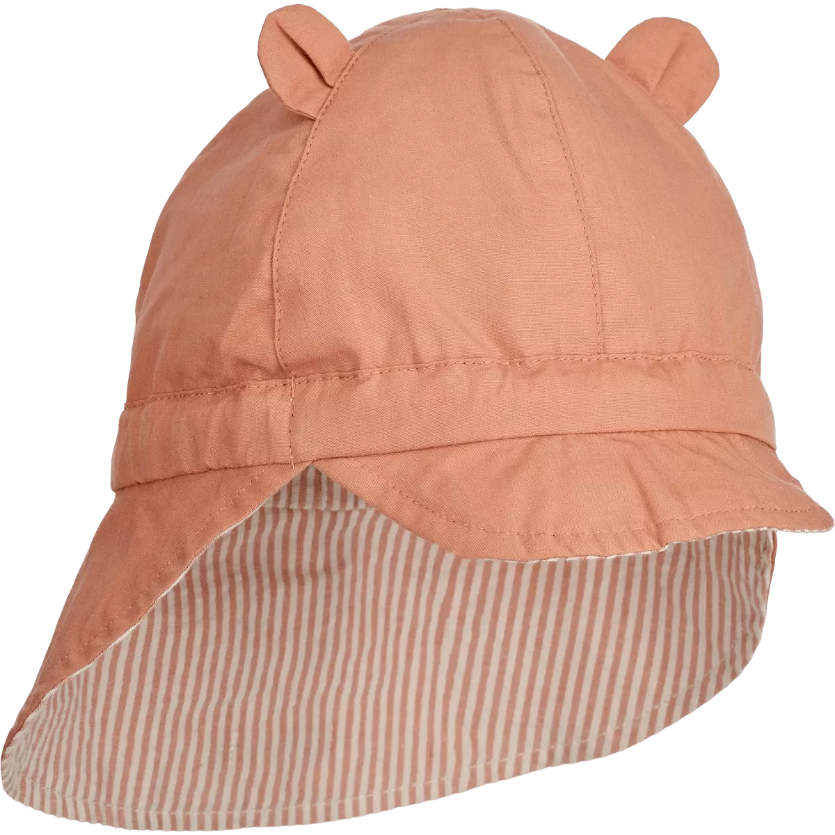 [50%OFF] Gorm reversible seersucker sun hat // Stripe Tuscany rose / Sandy