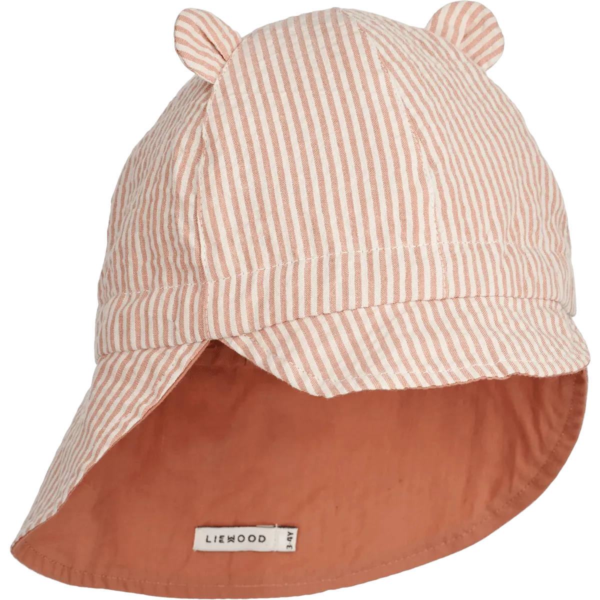 [50%OFF] Gorm reversible seersucker sun hat // Stripe Tuscany rose / Sandy