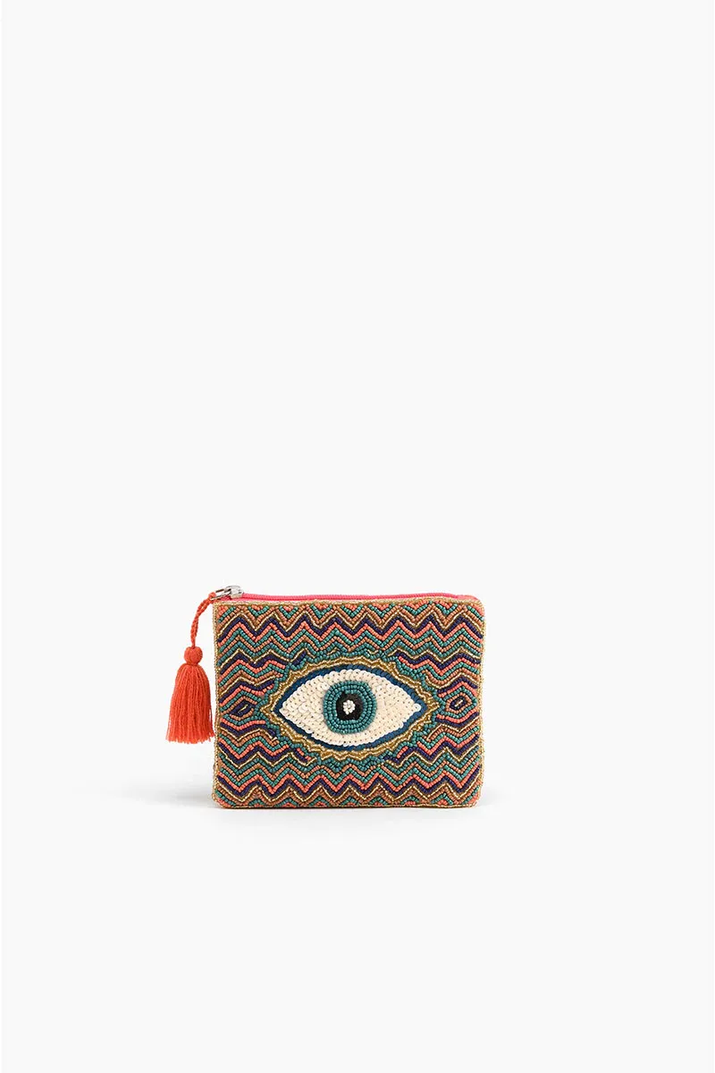 AB21-445 America & Beyond Midnight Embellished Evil Eye Mini Pouches