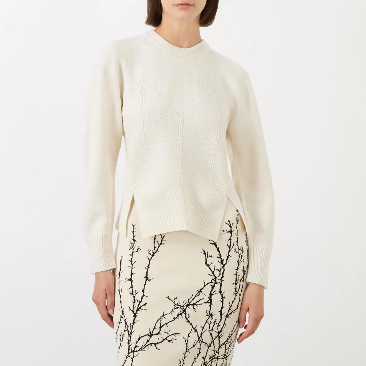 ALEXANDER MCQUEEN Chevron Corset Sweater - Ivory