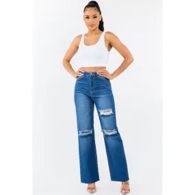 American Bazi High Waist Distressed Wide Leg Jeans