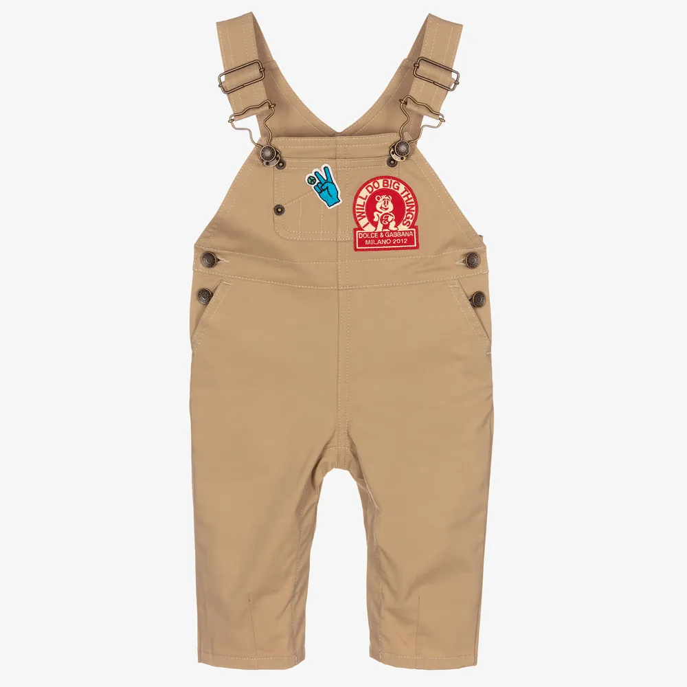 Baby Boys Beige Dungarees