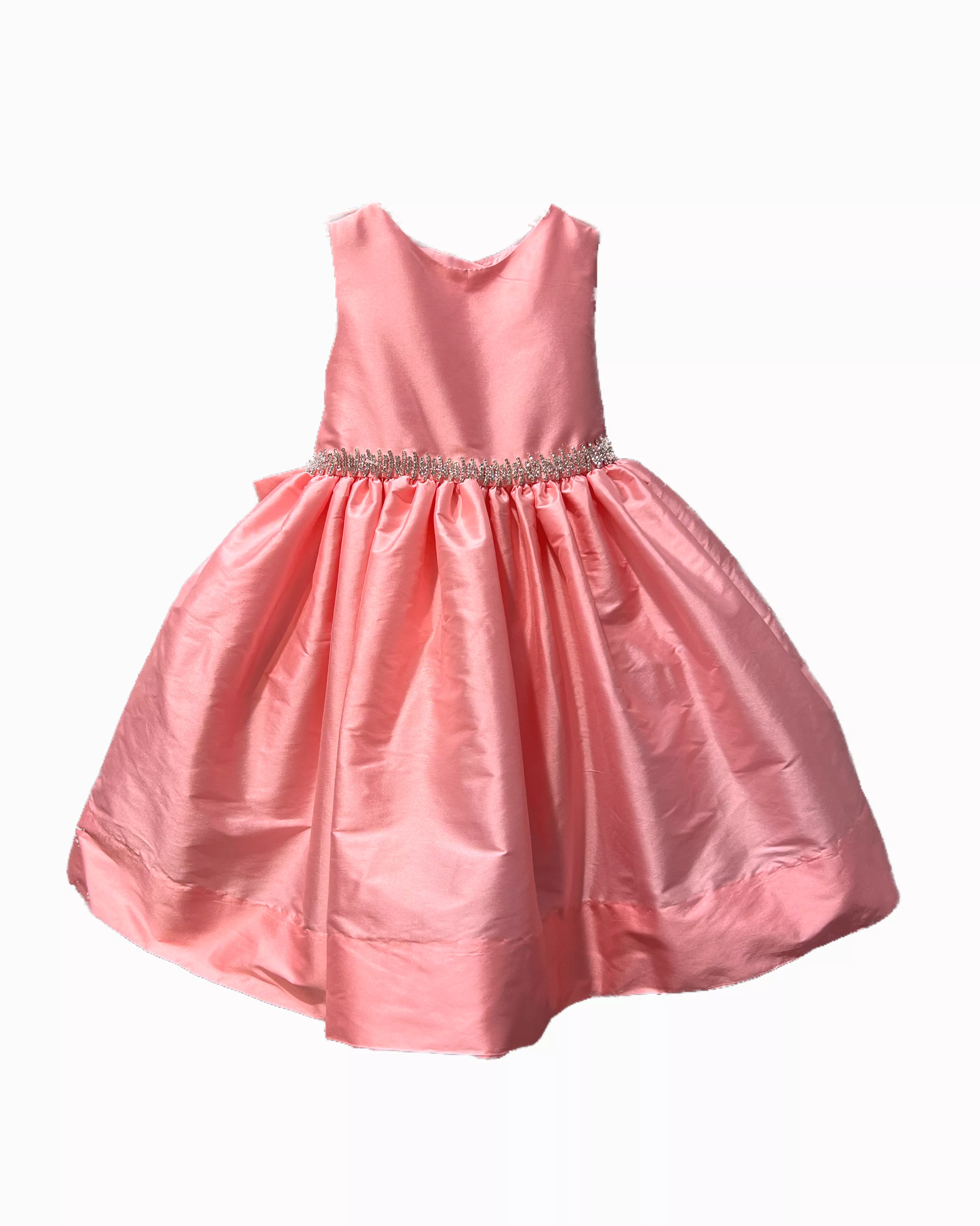 Barbie pink faux silk with sparkle belt dress