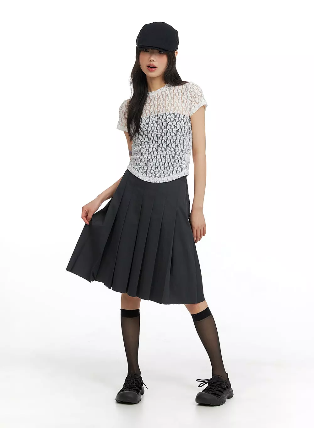 Basic Pleated Midi Skirt CM413