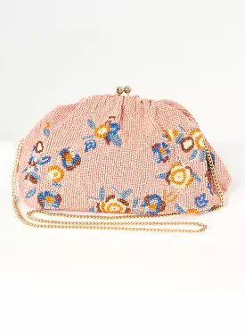 Birdie Beaded Pink Clutch Bag