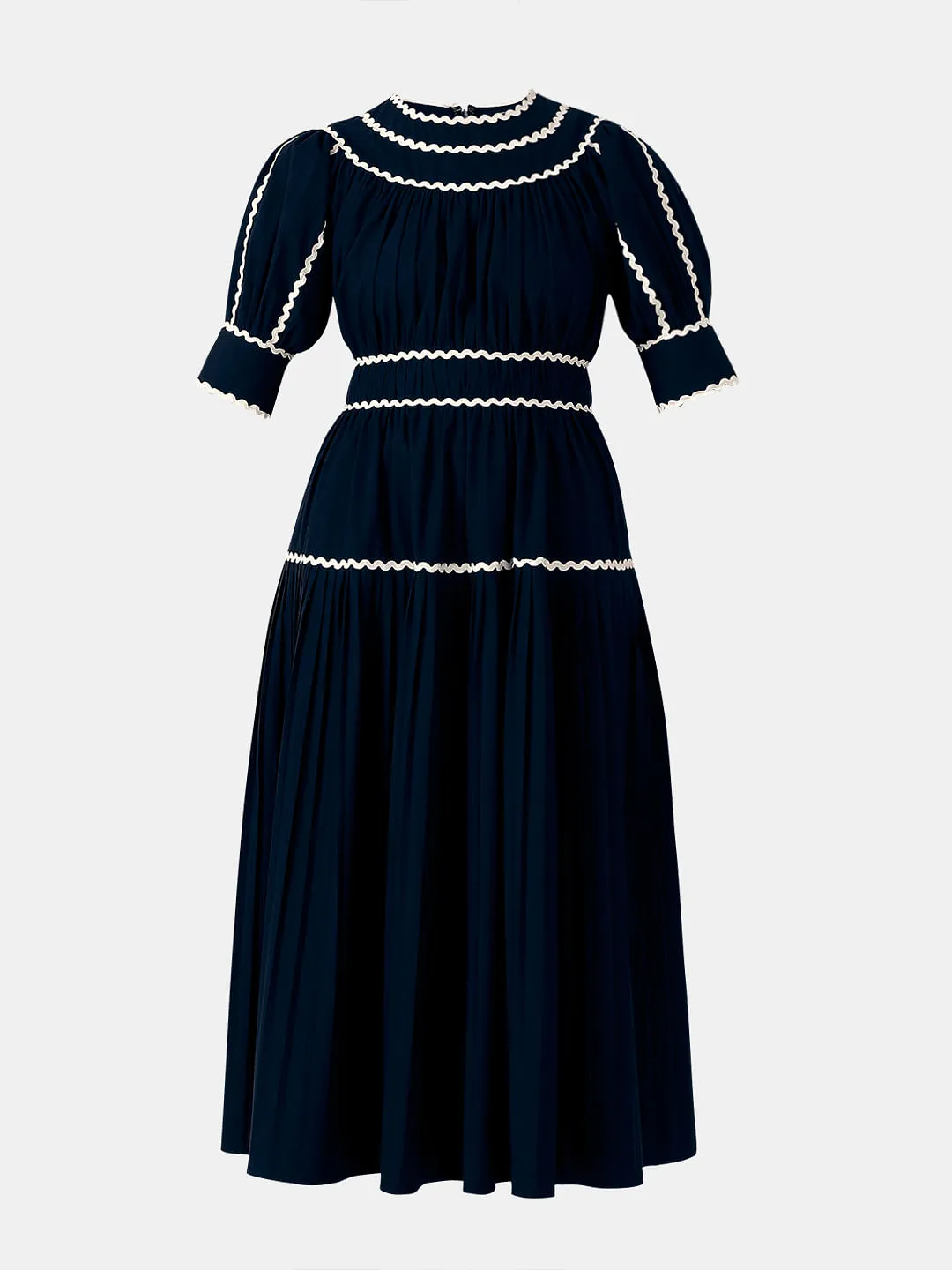 Black Contrast Trim Midi Dress