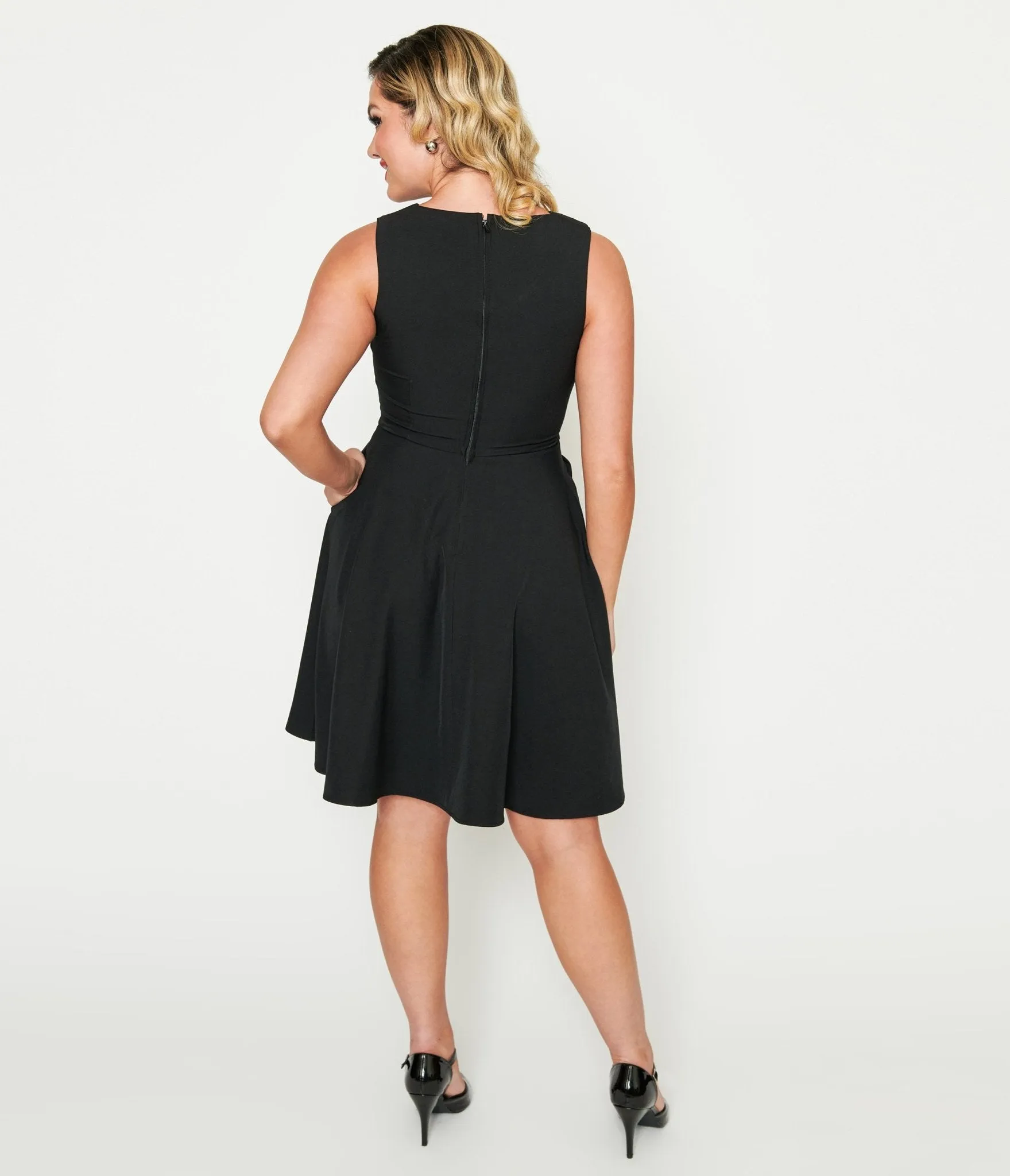 Black Skull & Rose Flare Dress