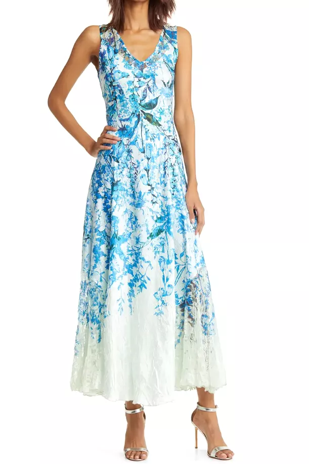 Blue Ivy Floral Satin Maxi Dress