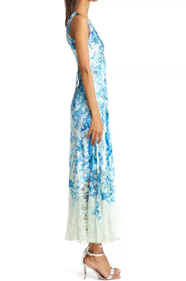 Blue Ivy Floral Satin Maxi Dress