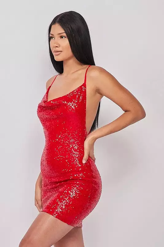 Booboo Red Sparkly Mini Dress