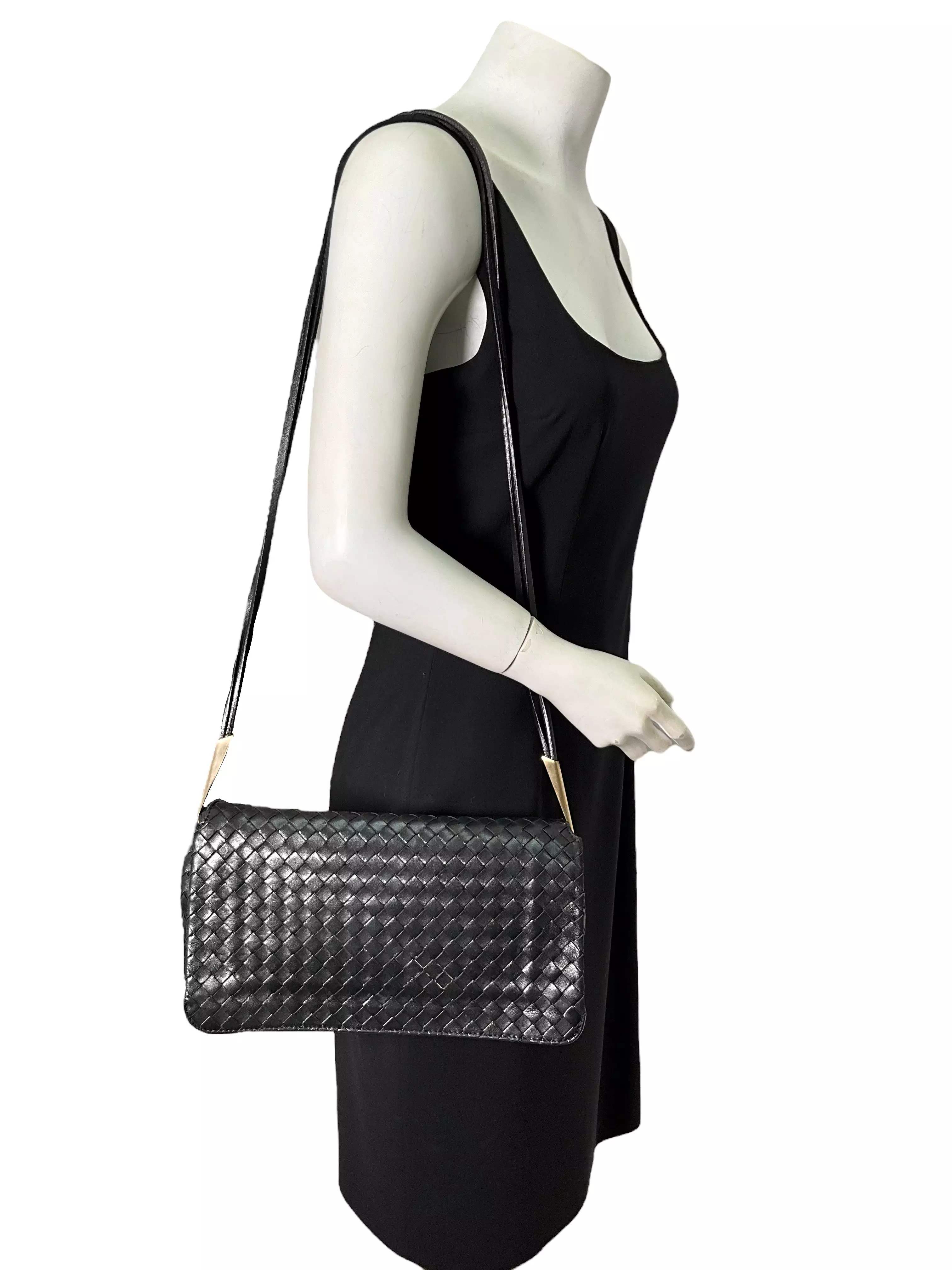 Bottega Veneta Black Intrecciato Crossbody Bag