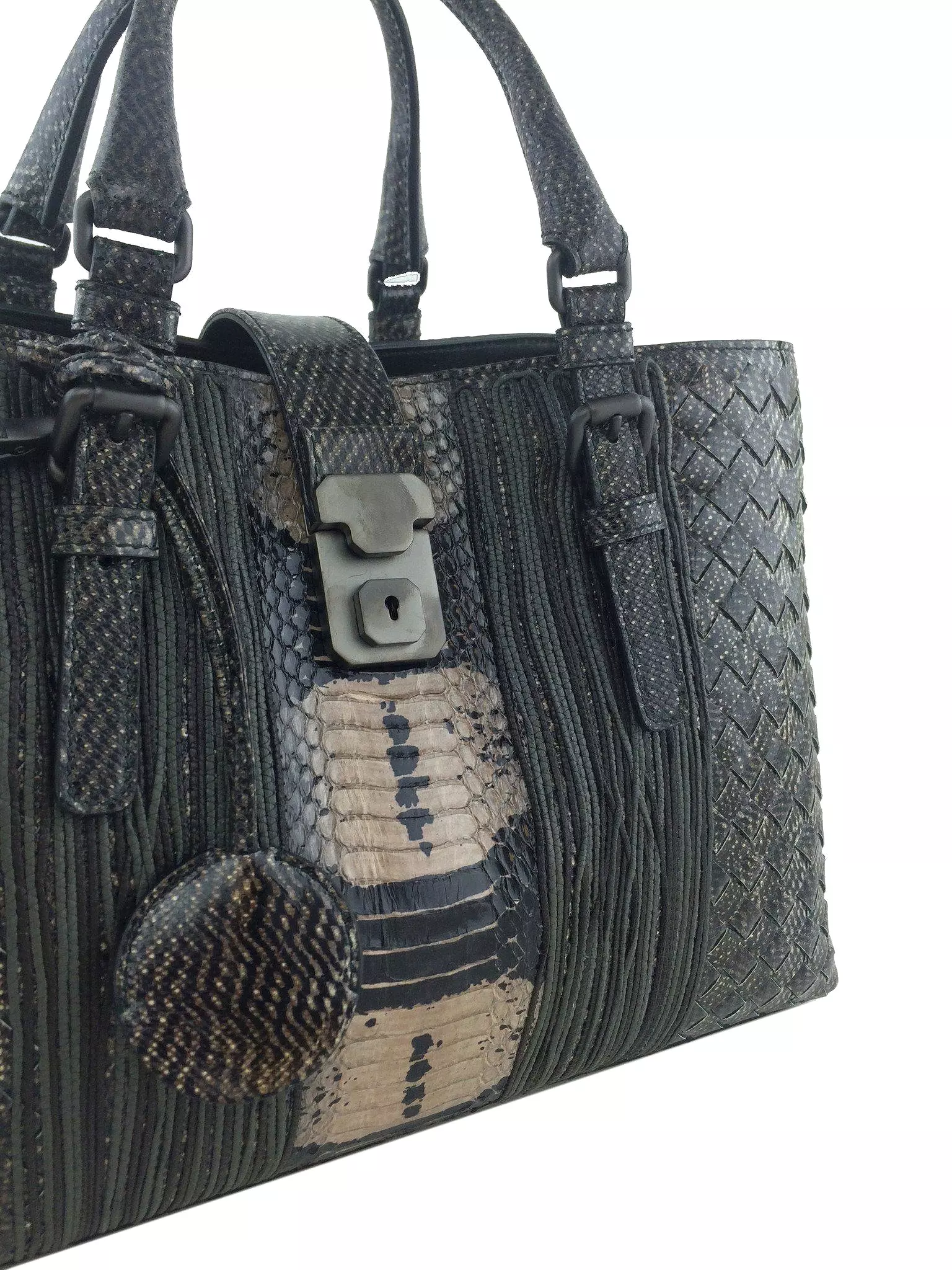 Bottega Veneta Intrecciato Snakeskin Small Roma Bag NEW