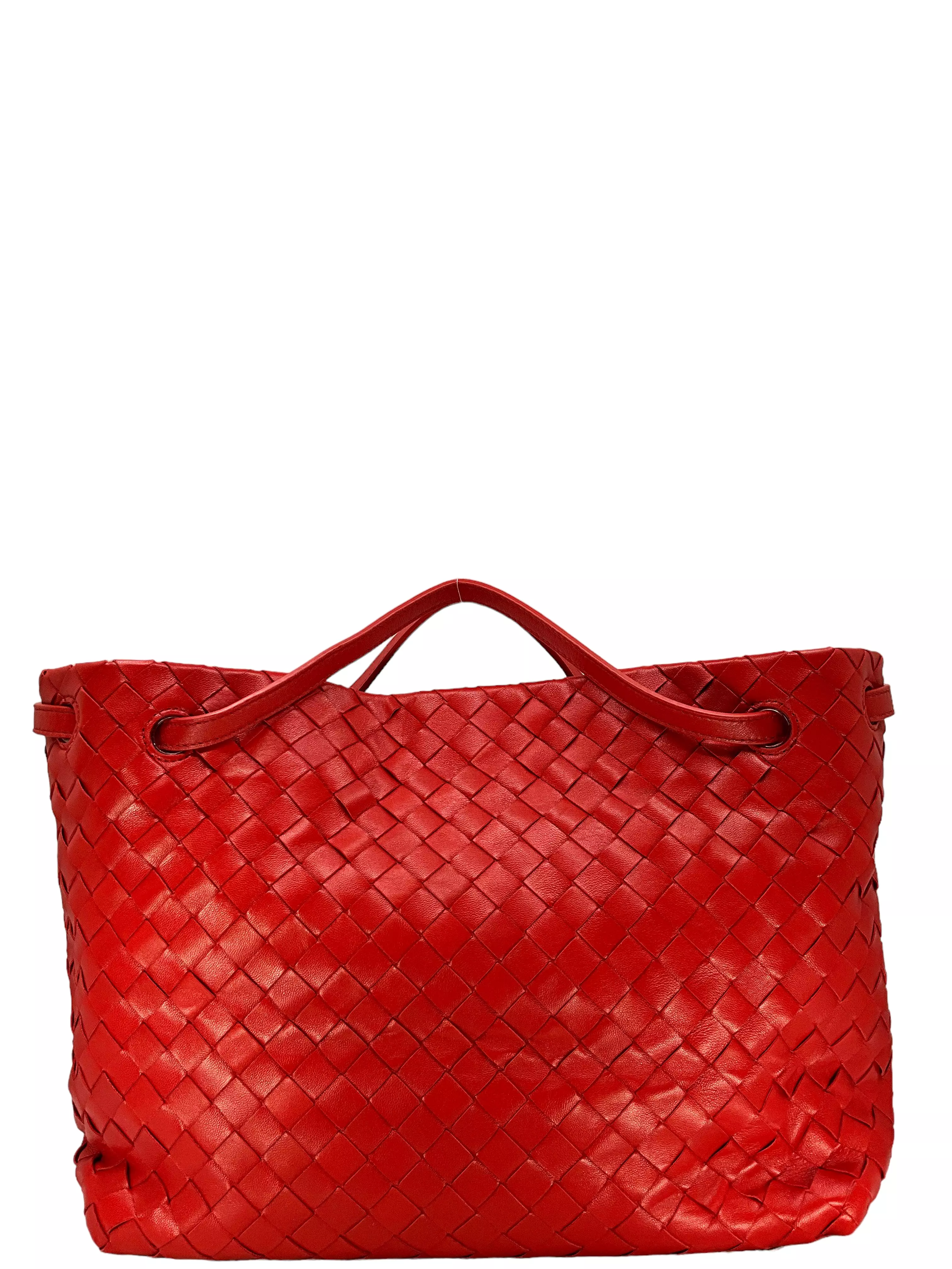 Bottega Veneta Red Intrecciato Nappa Leahter Garda Bag