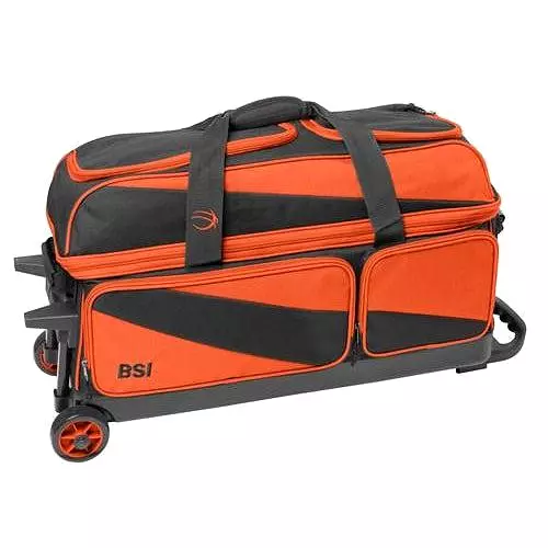 BSI 3 Ball Triple Roller Bowling Bag Black Orange