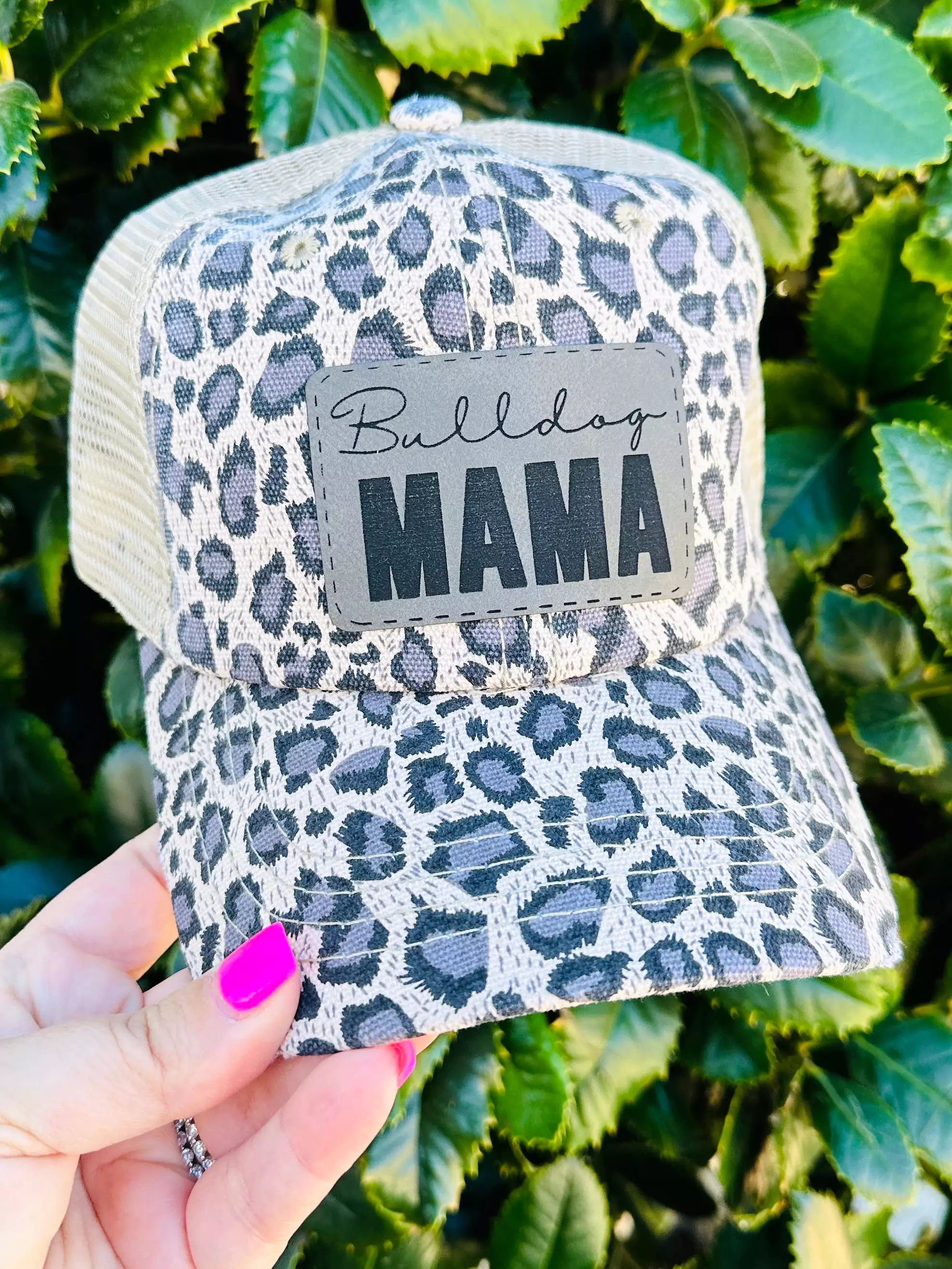 Bulldog Mama Patch Hat  Ivory