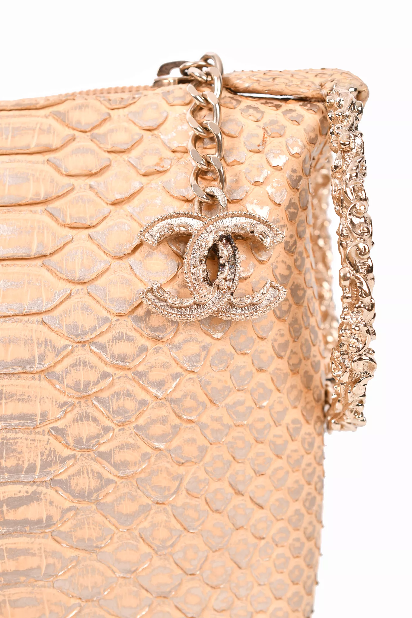 Chanel 2012/13 Gold Python Leather Fortune Cookie Clutch Bag