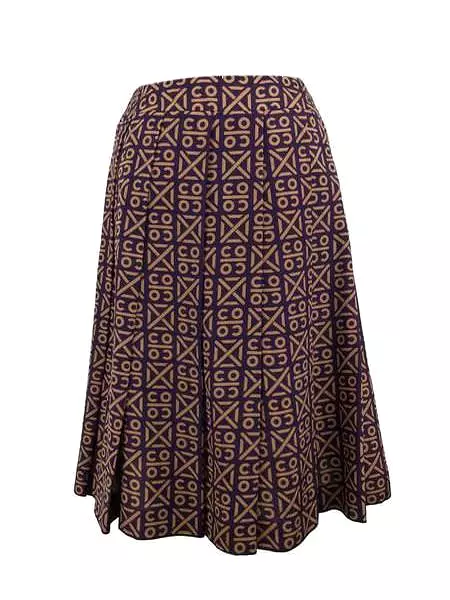 Chanel Printed Silk Pleated Skirt Size S