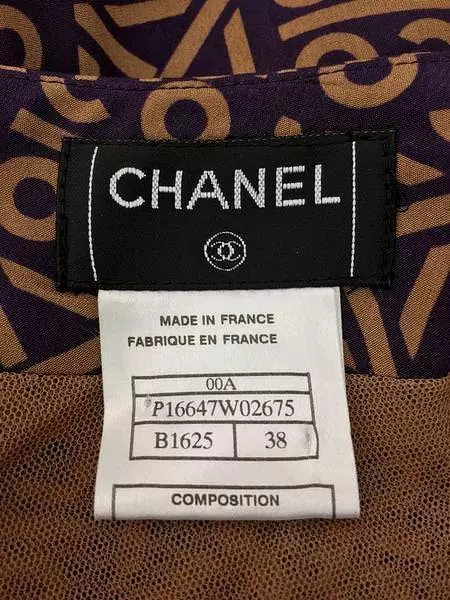 Chanel Printed Silk Pleated Skirt Size S