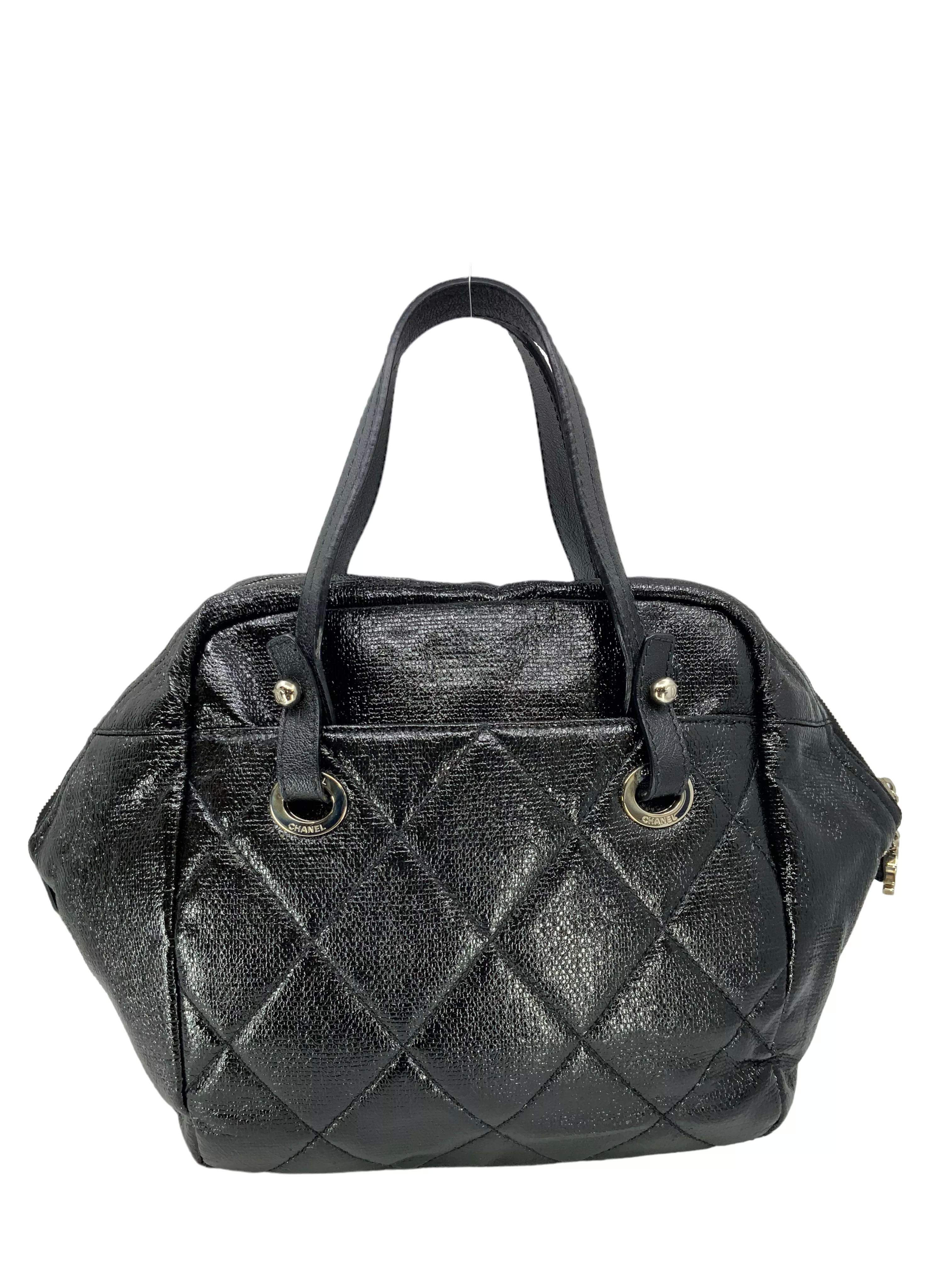 CHANEL Quilted Coated Leather Large Bowling Bag