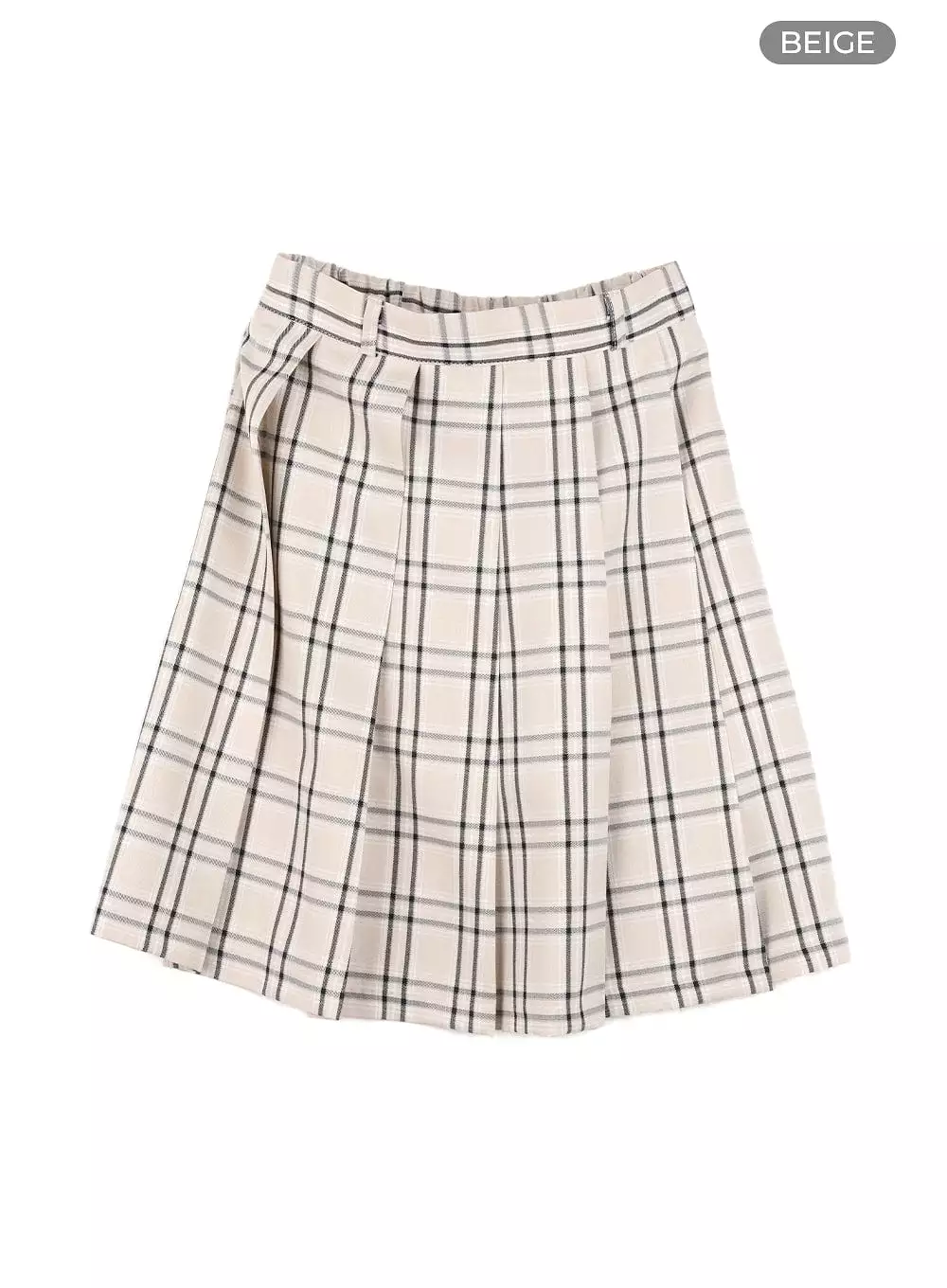 Checkered Pleated Midi Skirt OM421