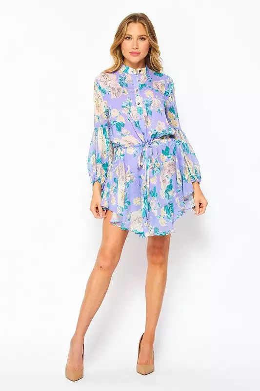 Cici Long Sleeve Oliphant Mini Dress (Lavender)