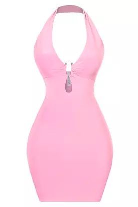 Claire Light Pink Halter Mini Dress