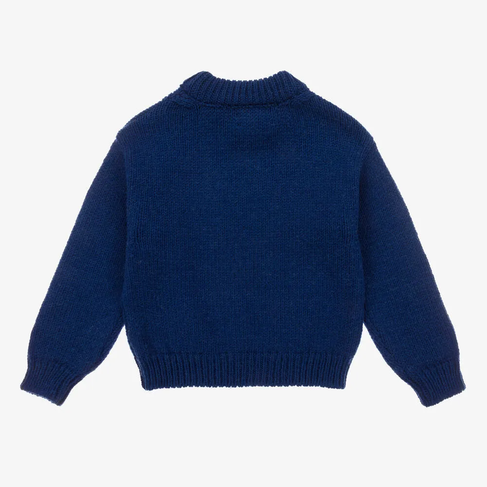 Cobalt Blue Intarsia Wool Sweater