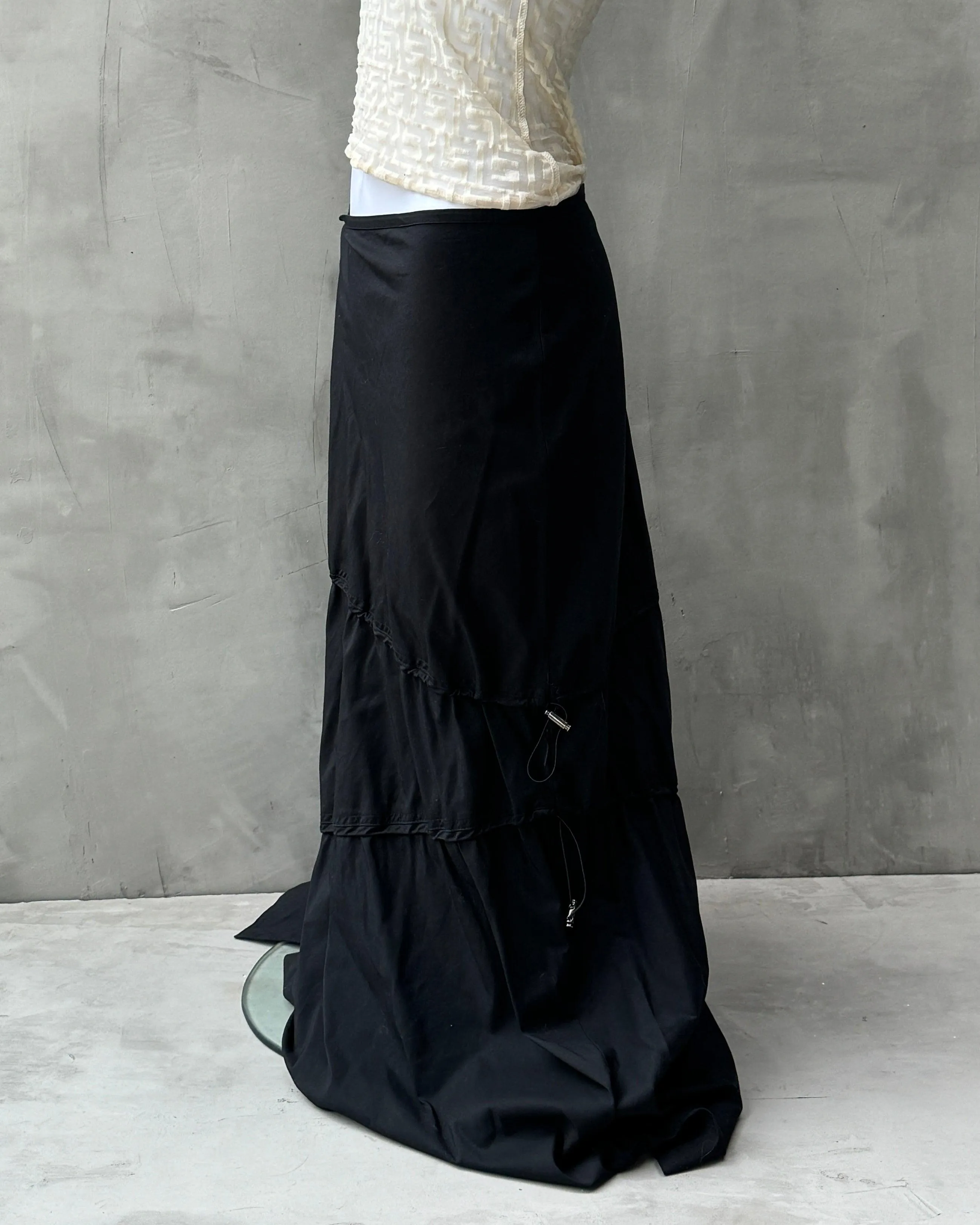 COP COPINE BLACK CARGO DRAWSTRING MAXI SKIRT - S/M