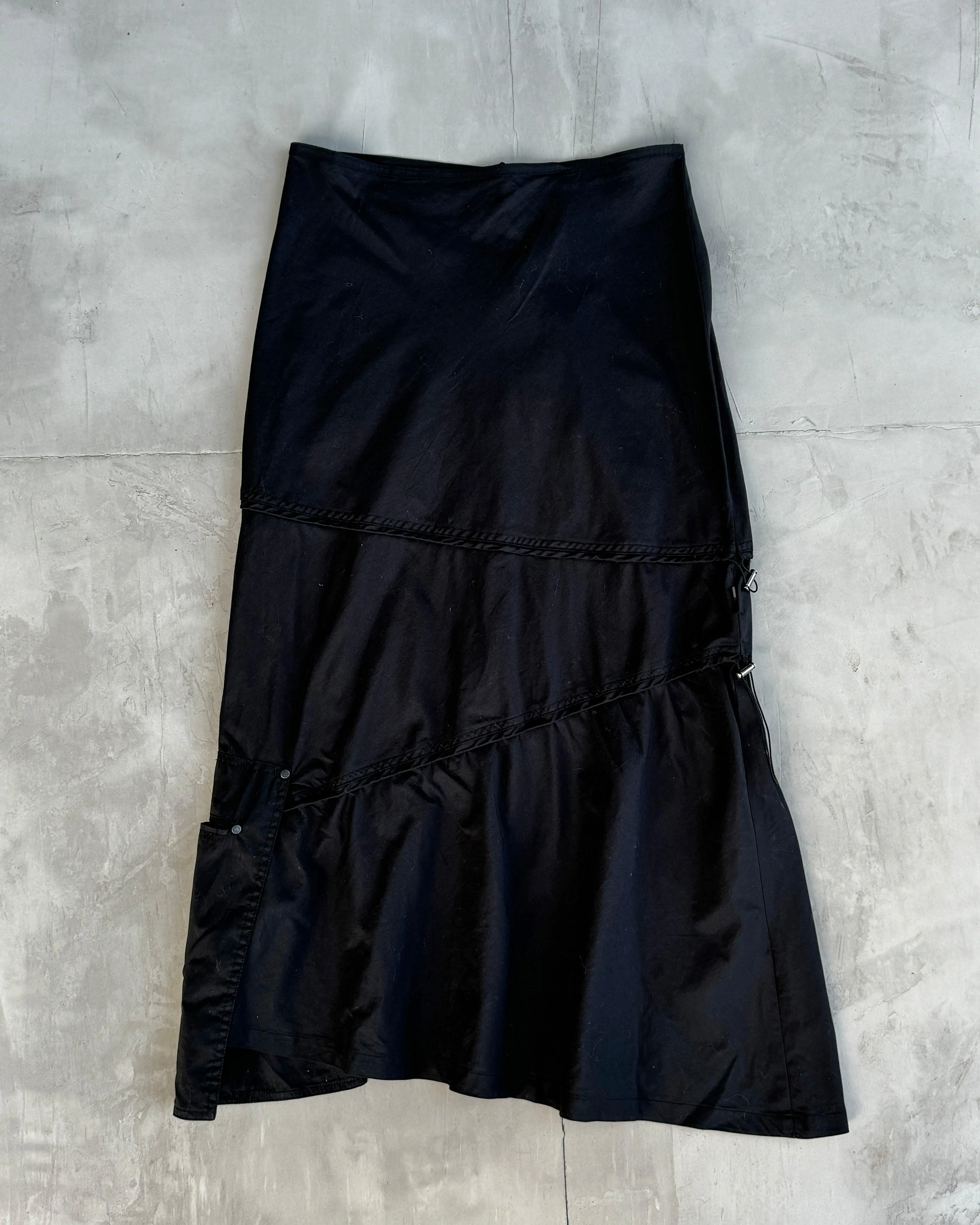 COP COPINE BLACK CARGO DRAWSTRING MAXI SKIRT - S/M