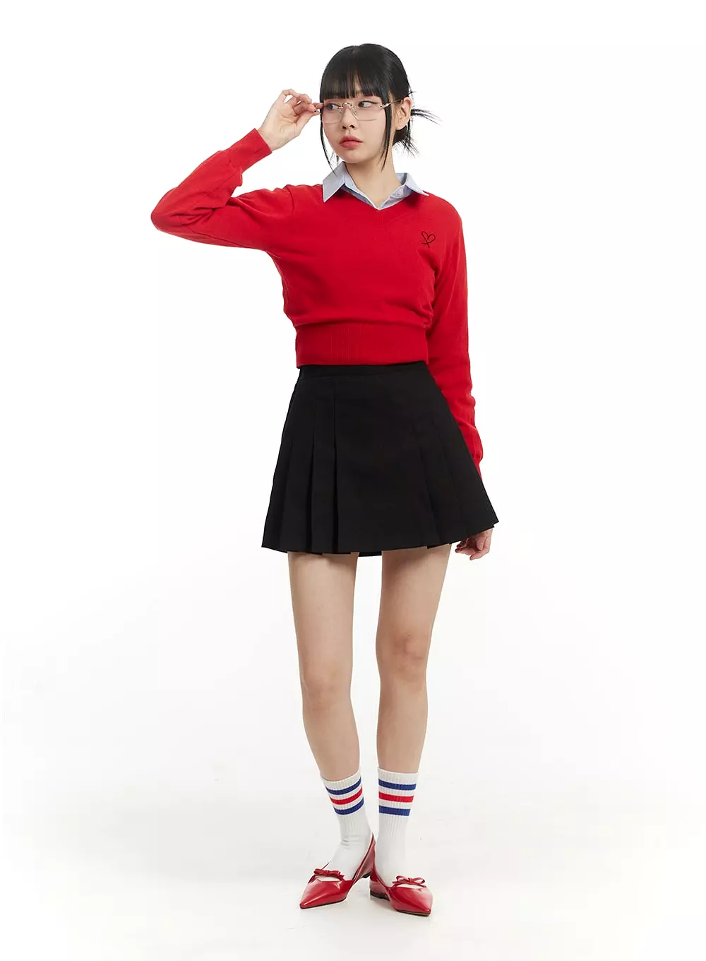 Cotton Pleated Mini Skirt IM406