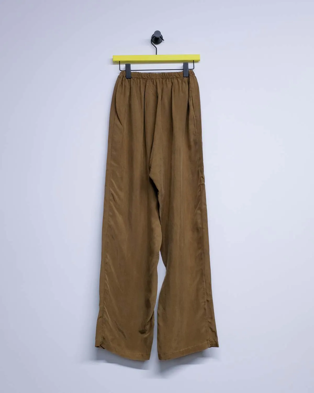 Cupro Wide Drawstring Trouser - Brown