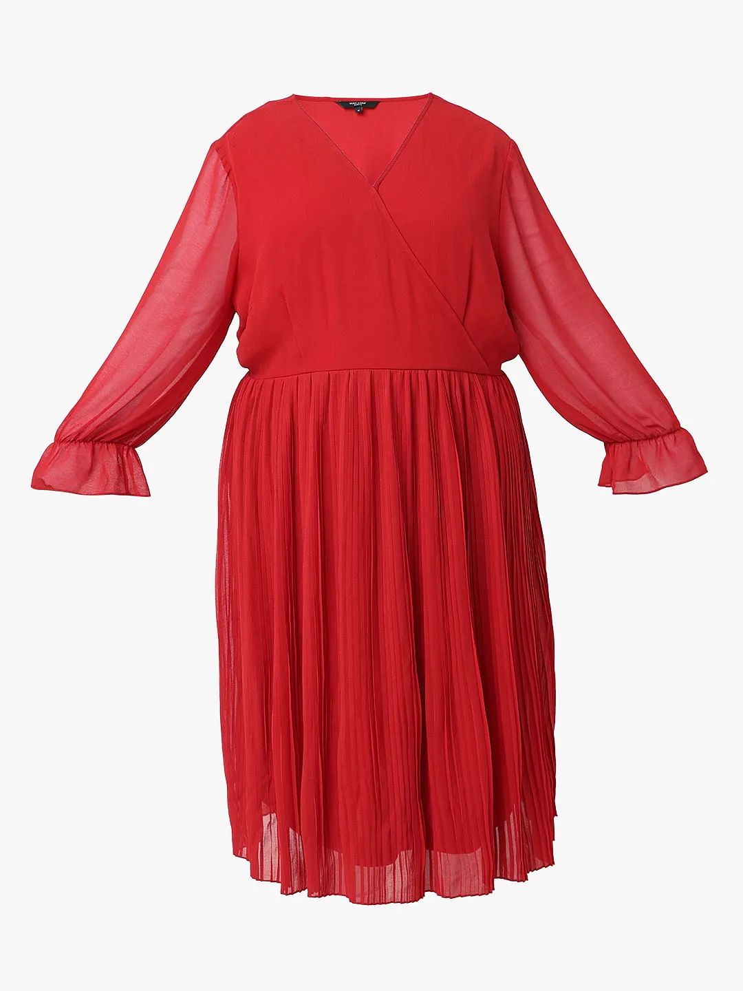 Curve Red Pleated Fit & Flare Dress