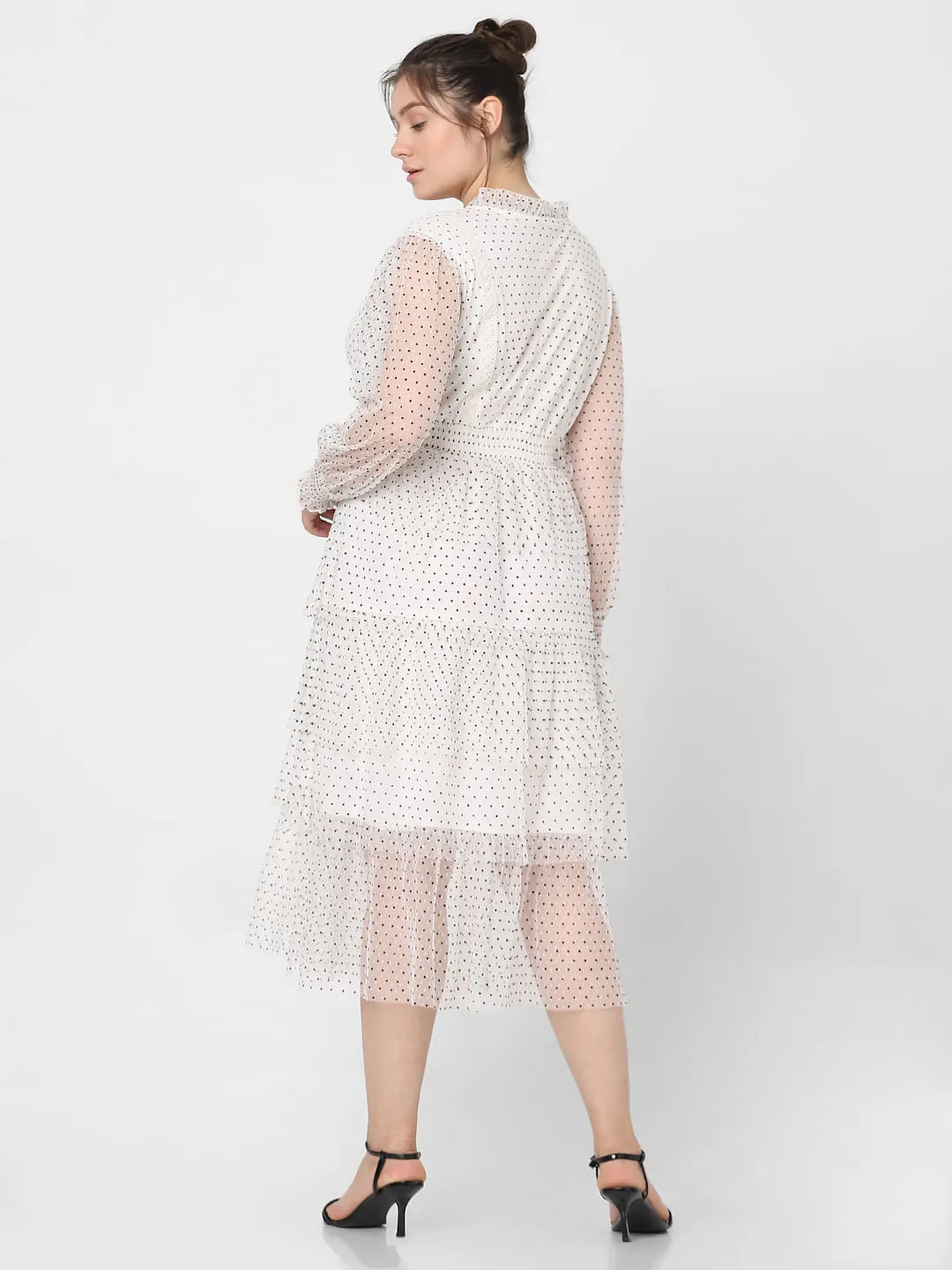 Curve White Polka Dot Fit & Flare Dress