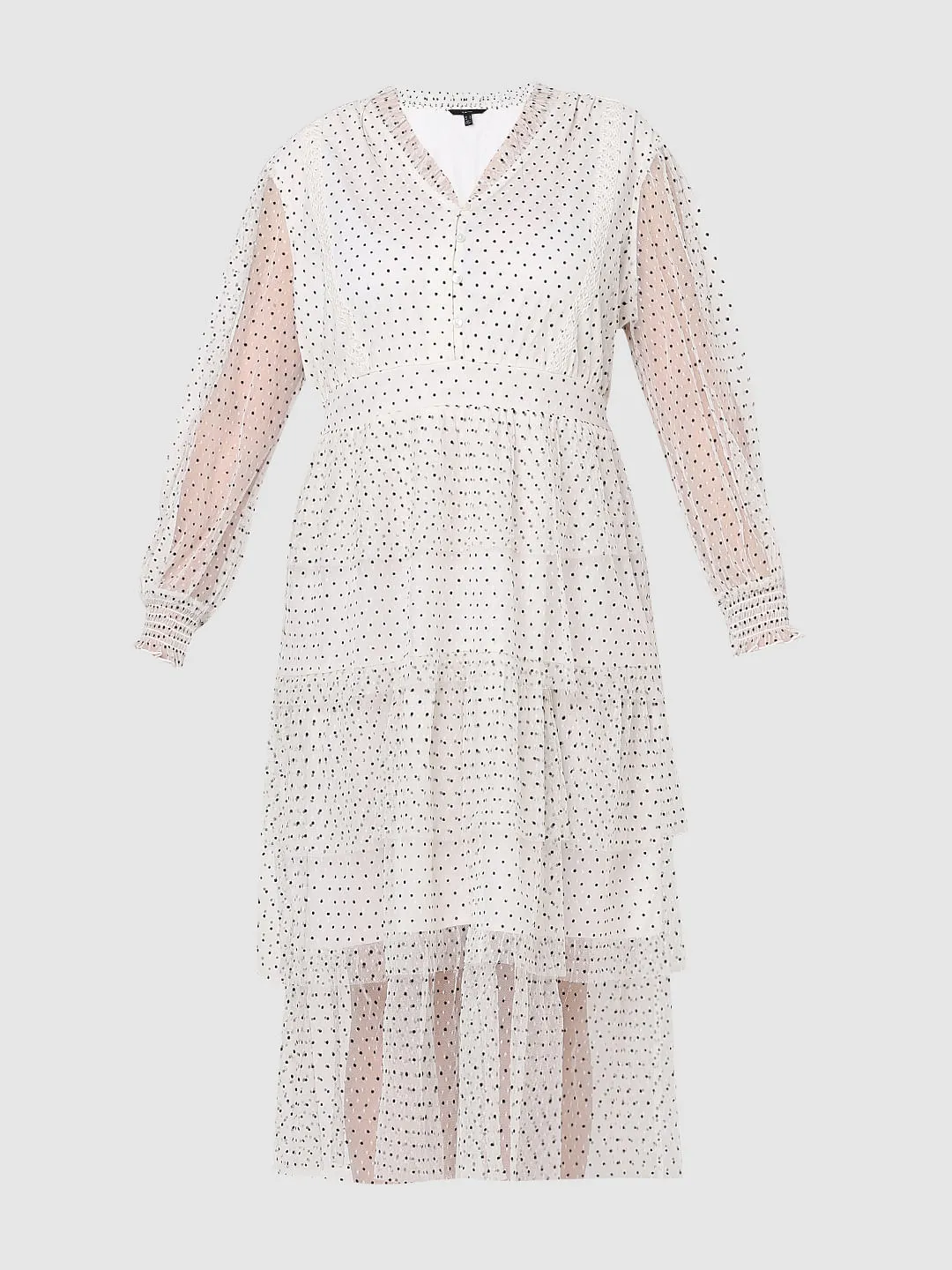 Curve White Polka Dot Fit & Flare Dress