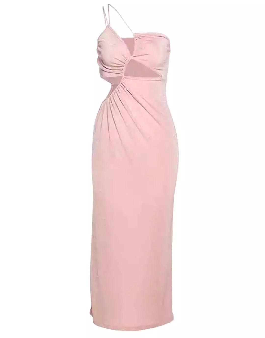 Cutout Ruched Strappy Dress In Light Pink