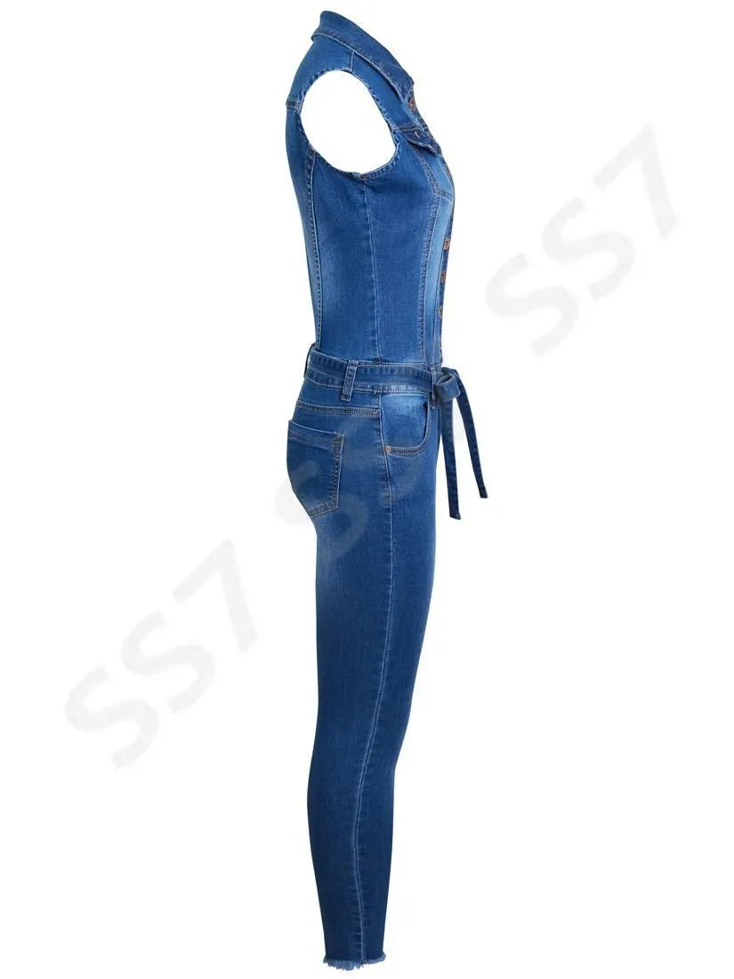 Denim Stretch Jumpsuit, Sizes 6 to 14