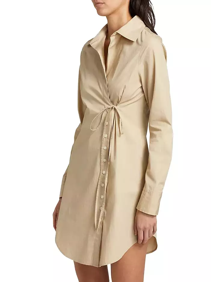 Derek Lam 10 Crosby Cindy Long Sleeve Shirt Dress Safari