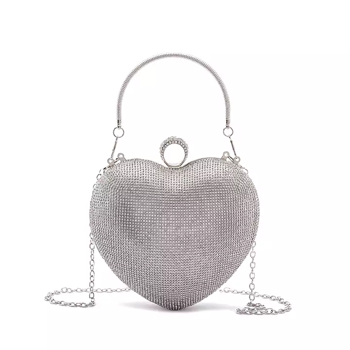 Diamante Heart Clutch Bag AD 60