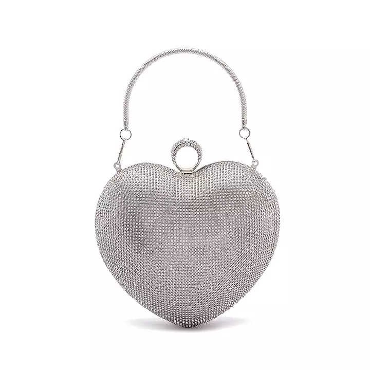 Diamante Heart Clutch Bag AD 60