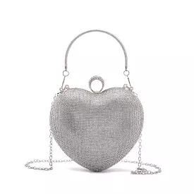 Diamante Heart Clutch Bag AD 60