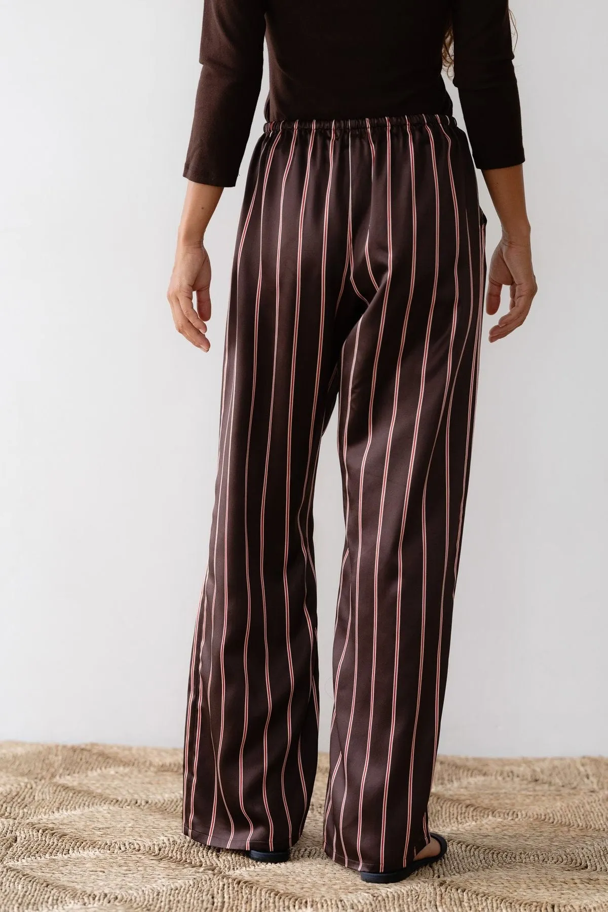 Donni Silk Pinstripe Drawstring Pant