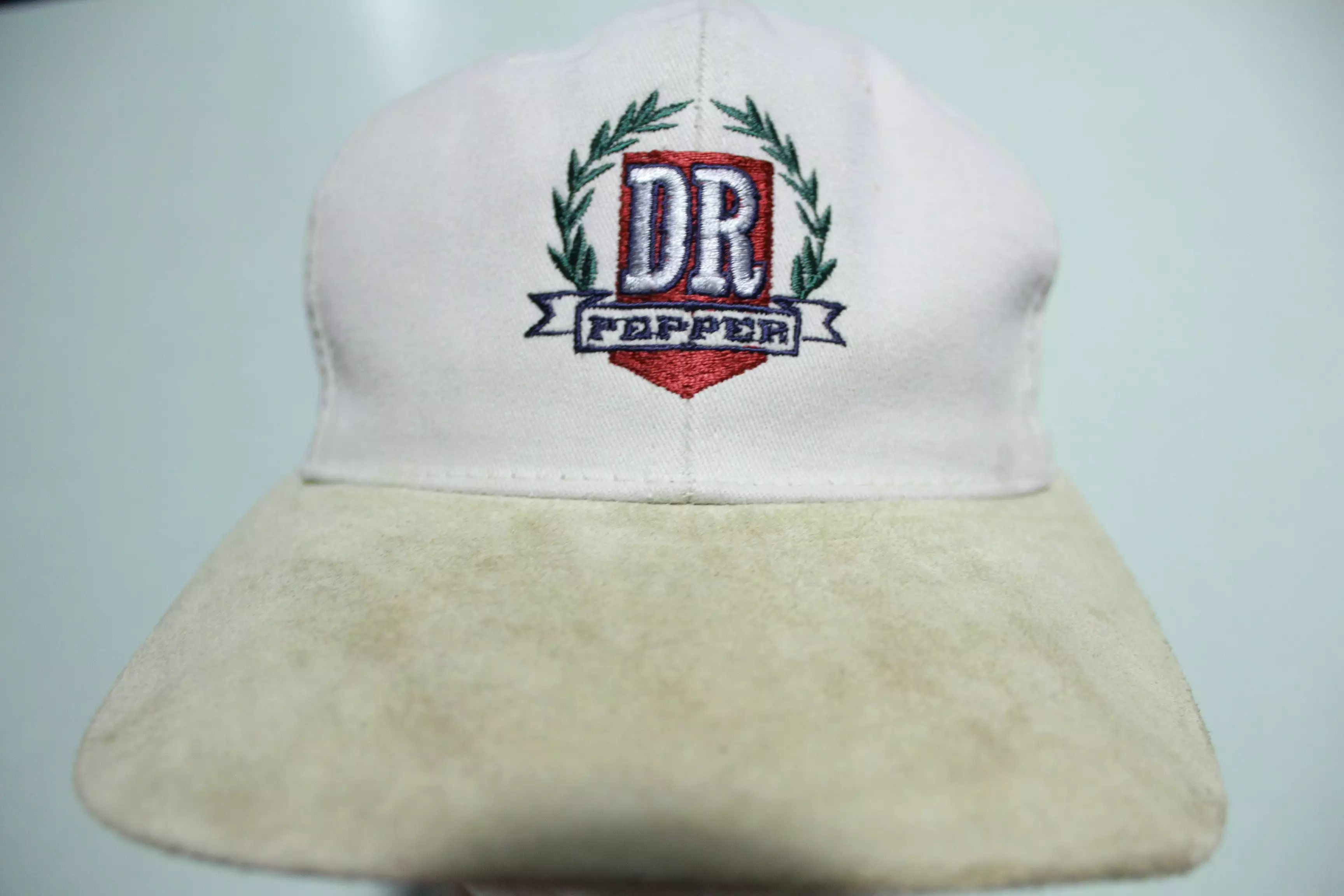 Dr. Pepper Suede Leather Bill  Vintage 90's Adjustable Back Hat