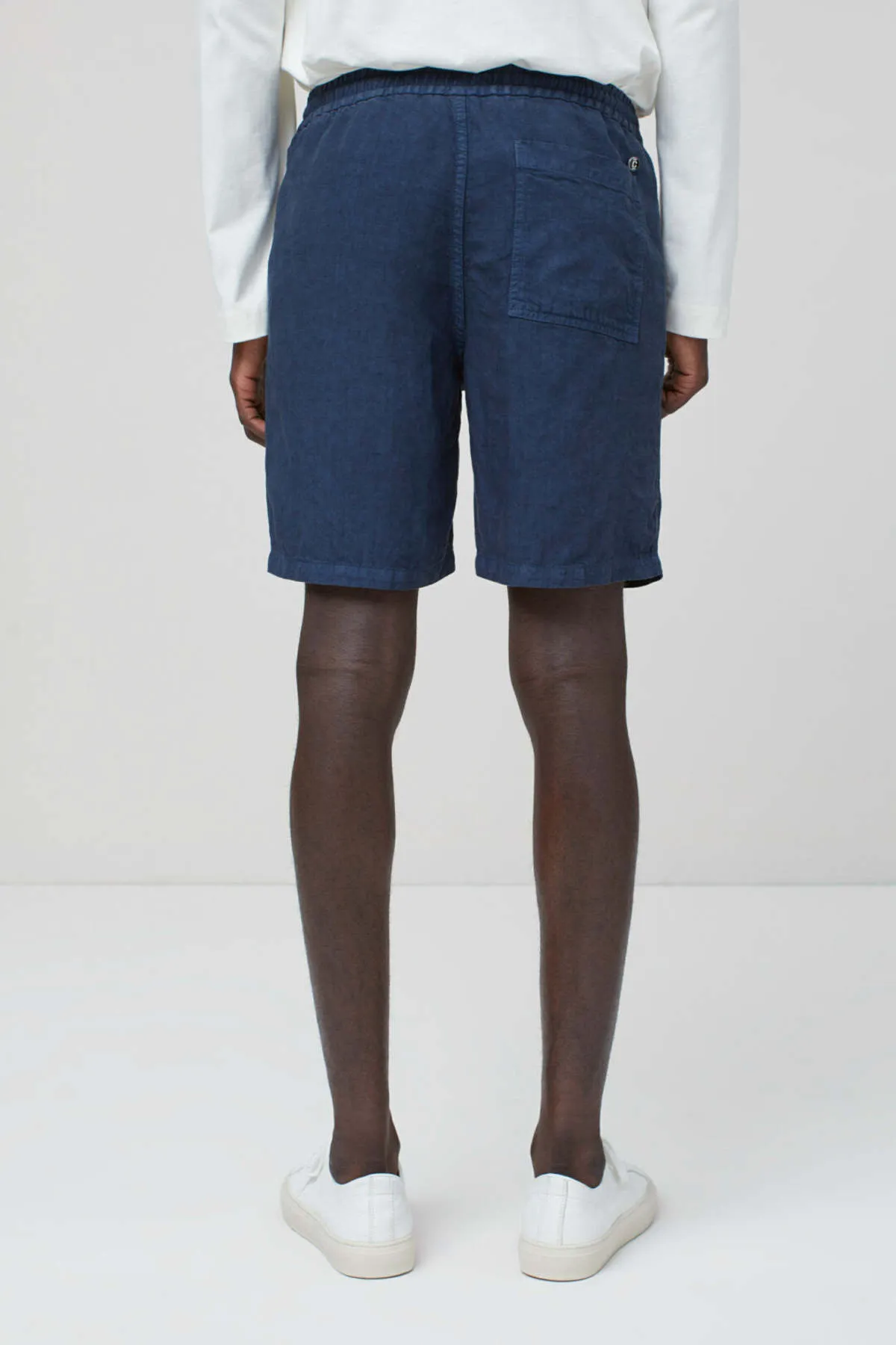 Drawstring Linen Shorts - Black Navy