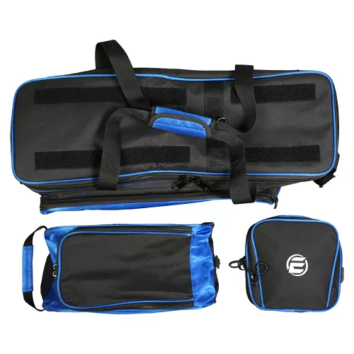 ELITE 3 Ball Slim Triple Tote with Shoe Bag and Access Pouch - Black/Royal Bowling Bag