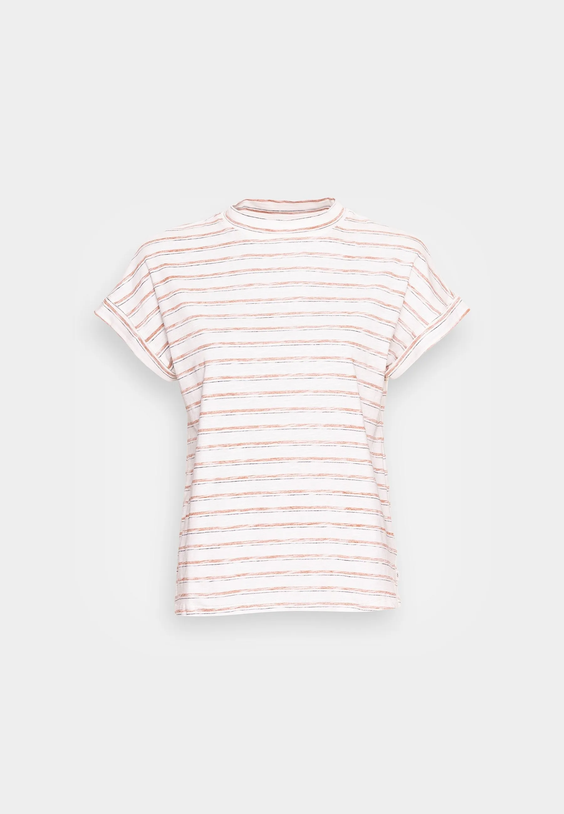 Esprit SS High Neck Striped Tee in Off White