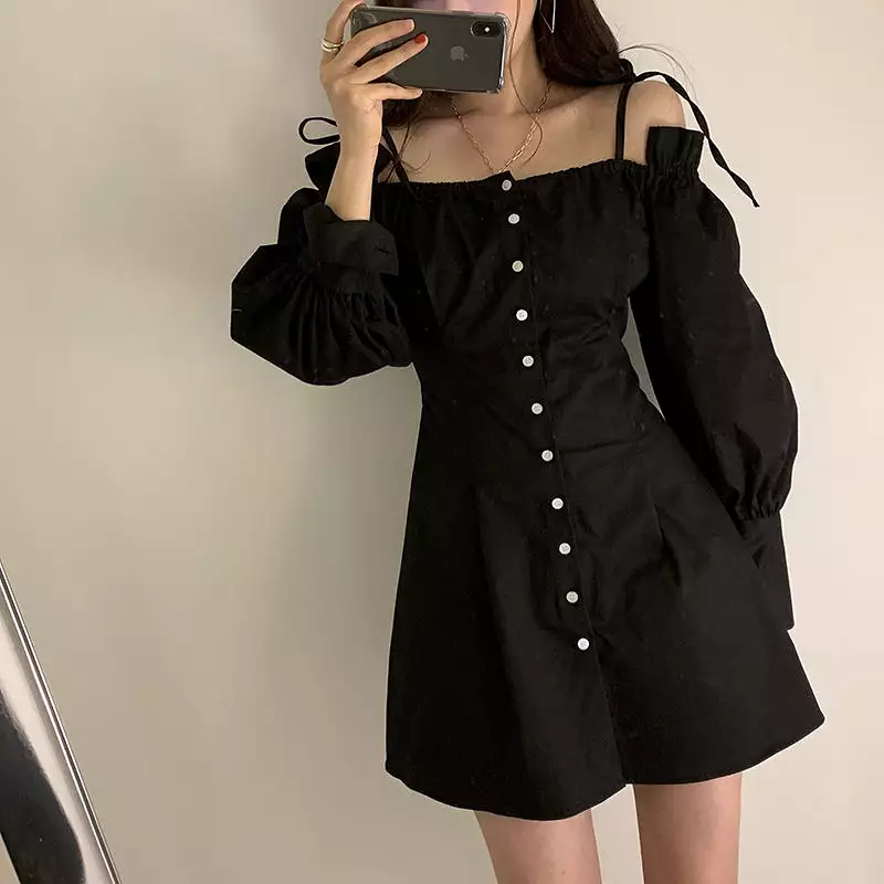 FASHION OFF-SHOULDER SHIRT DRESS BY71133