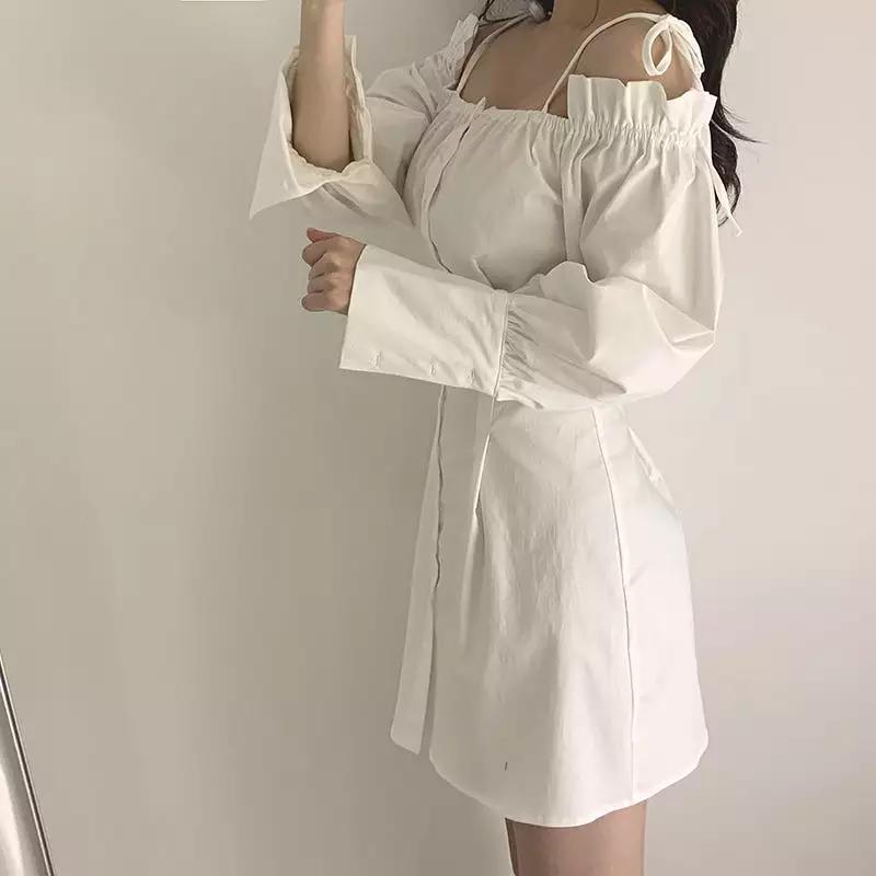 FASHION OFF-SHOULDER SHIRT DRESS BY71133