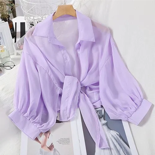 Fashion Simple Chiffon Shawl Cardigan Outer Jacket